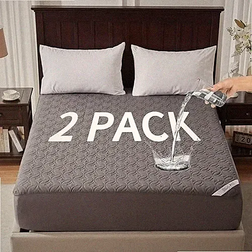 2 Pack Waterproof Mattress Protector Size Mattress Pad with Deep Twin Grey