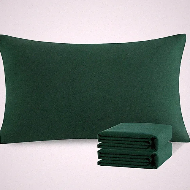 4 Pack Queen Pillowcases, Brushed Microfiber, Stain Resistant, Smooth, Green