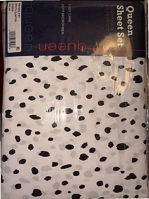 4 Pc QUEEN SHEET SET Essential Collection Brushed Microfiber Spots Polyester