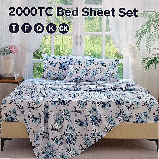 4 Piece Bed Sheet Set Deep Pocket 2000 Series Hotel Bed Sheet Microfiber Comfort