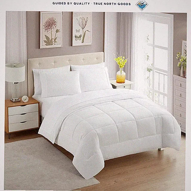 7 Piece Down Alternative Comforter Set with Microfiber Bed Sheets in White