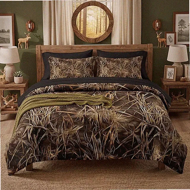 7-Piece Modern King Comforter Set Featuring Stylish Camo Patterns and Softness