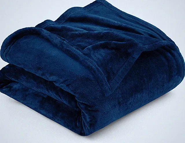 Bedding Fleece Blanket Queen Size Navy Luxury Bed Anti-Static Fuzzy Soft Bla...