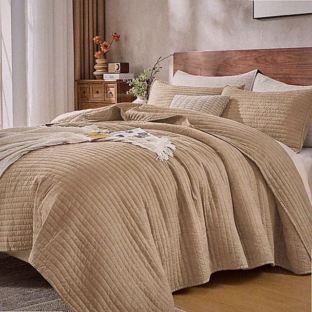 DOWN HOME King Quilt Bedding Set with Shams Vintage Washed Soft Quilted Blanket