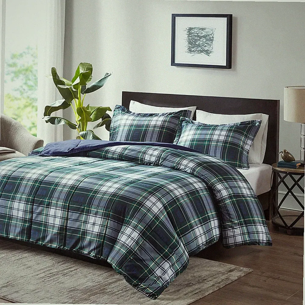 Essentials Parkston Plaid Comforter Set Soft Brushed Microfiber College Bedding