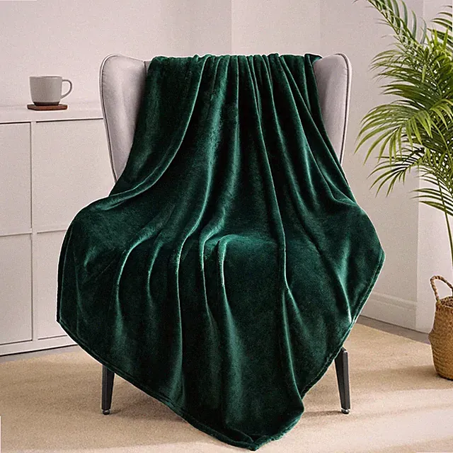 Extra Large Fleece Throw Blanket, 50X70 Inches, Forest Green, All Season Use