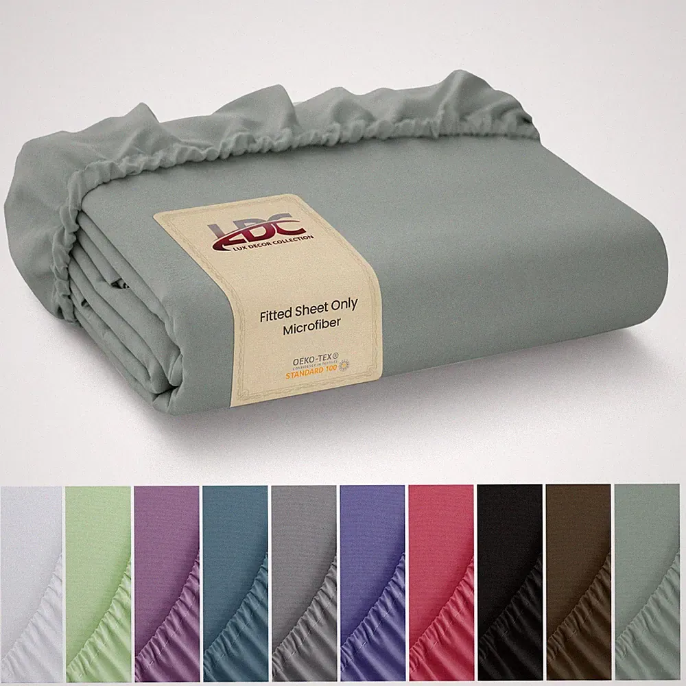 Fitted Sheet Premium Solid Deep Pocket Soft Microfiber Breathable Bottom Sheets