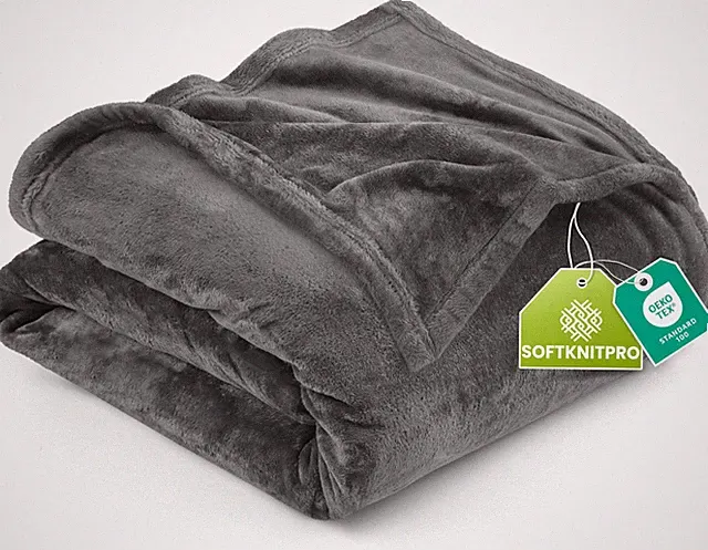 Fleece Blanket Queen Size Grey (90x90 Inches) Ultra Soft Warm Lightweight Mic...