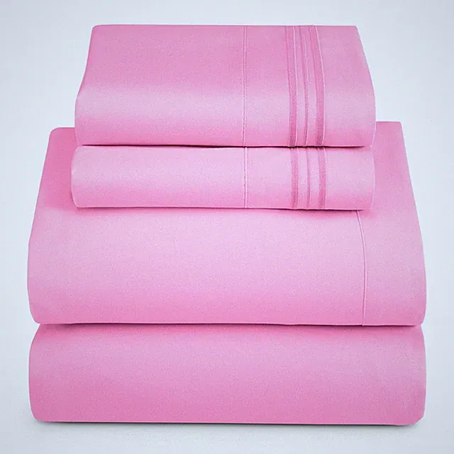 Hearth & Harbor King Sheets 4-Piece Double Brushed Microfiber Bedding Set Light