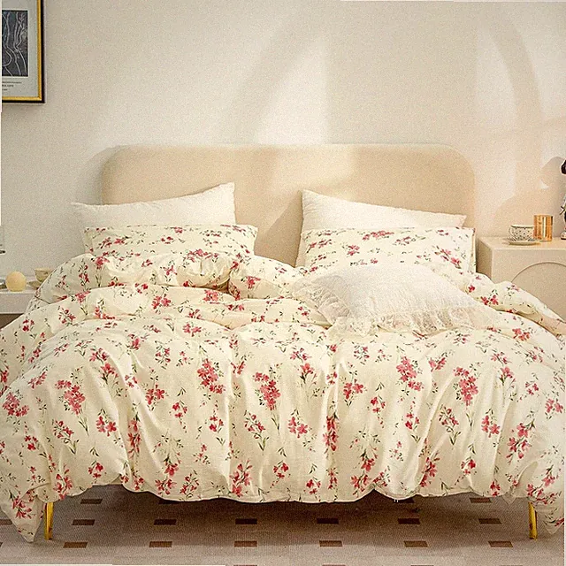 King Size Duvet Cover, 100% Brushed Microfiber 3 Pieces King Floral Bedding S...