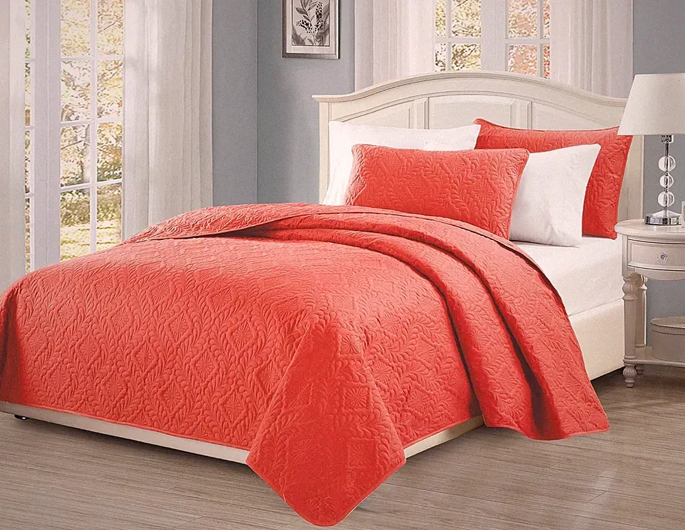 Oversized Diamond Embossed Bedspread Set Soft Brushed Microfiber Bed Cover