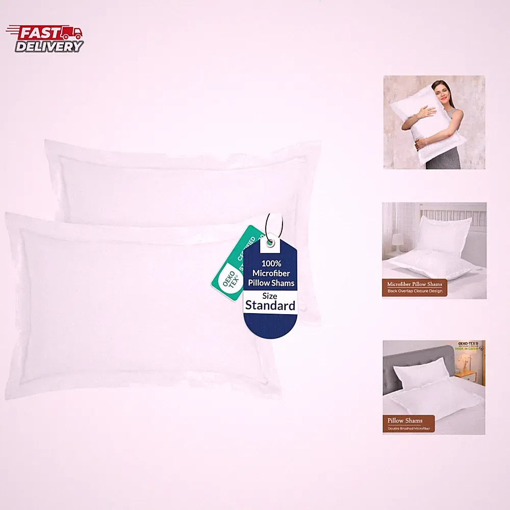Pillow Shams 2 Pack Standard Size 20x26 Inch - Brushed Microfiber - Bed Pillo...