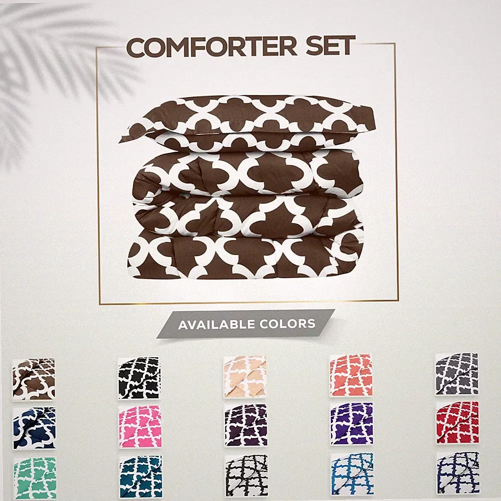 Printed Comforter Set with 2 Pillow Shams Brushed Microfiber Utopia Bedding