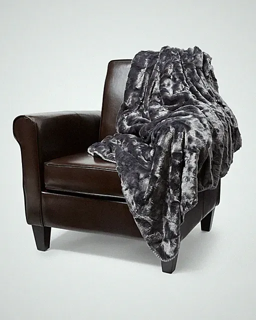 Regal Comfort - Brushed Slate - Faux Fur Sherpa Throw Blanket - 50"x70"