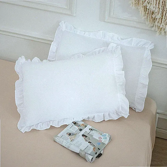Ruffled Pillow Shams, Pack of 2 Edge Ruffled Pillow Cases 100% Brushed Microfibe