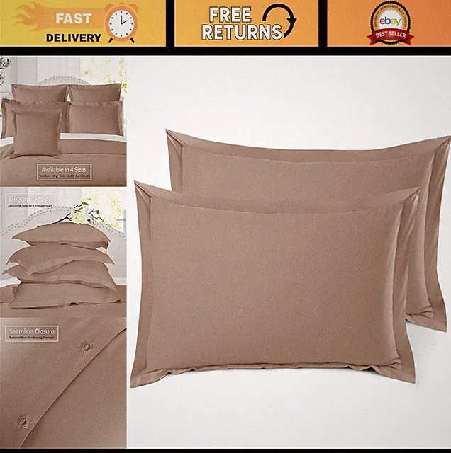 Soft Pillow Shams Set of 2 - Double Brushed Microfiber King Pillow Covers, Taupe