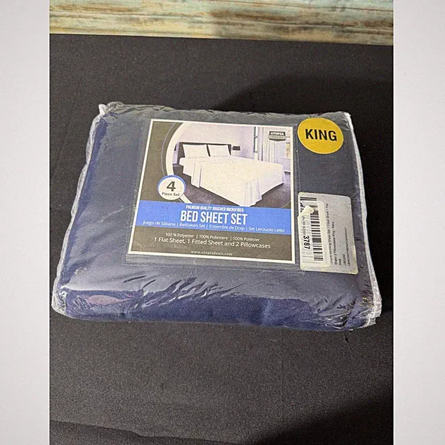 Utopia Bedding Bed Sheet Set King Navy New Brushed Microfiber 4 Piece Set