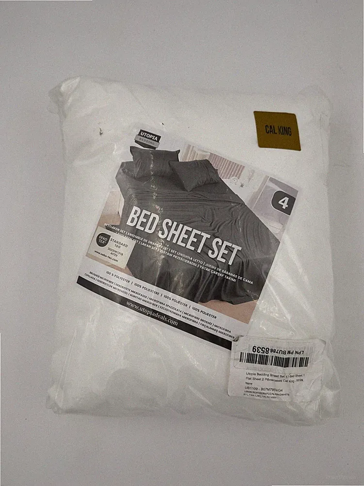 Utopia Bedding California King Bed Sheets Set 4 Piece Brushed Microfiber White