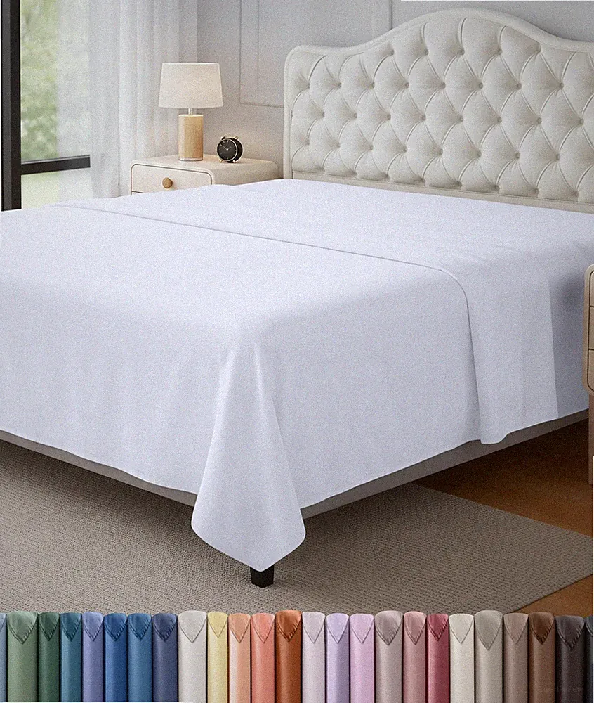 Utopia Bedding Flat Sheet 1 Pack Full, White Soft Brushed Microfiber Fabric...